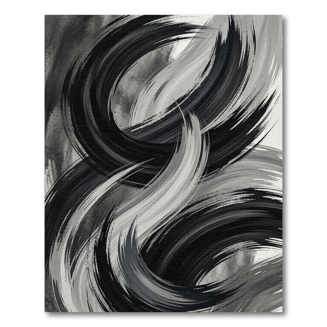 Monochrome Abstract Black and White Swirl Rug