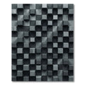 Modern Charcoal Dimensional Cube Grid Rug