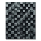 Modern Charcoal Dimensional Cube Grid Rug