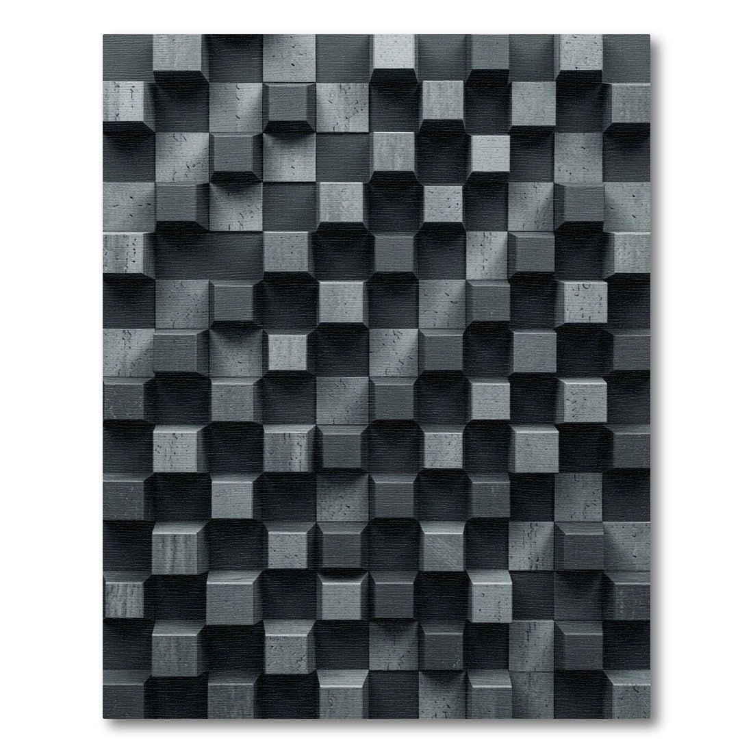 Modern Charcoal Dimensional Cube Grid Rug