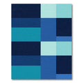 Cool Tone Geometric Block Layout Rug