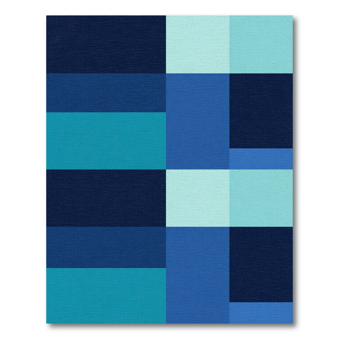 Cool Tone Geometric Block Layout Rug