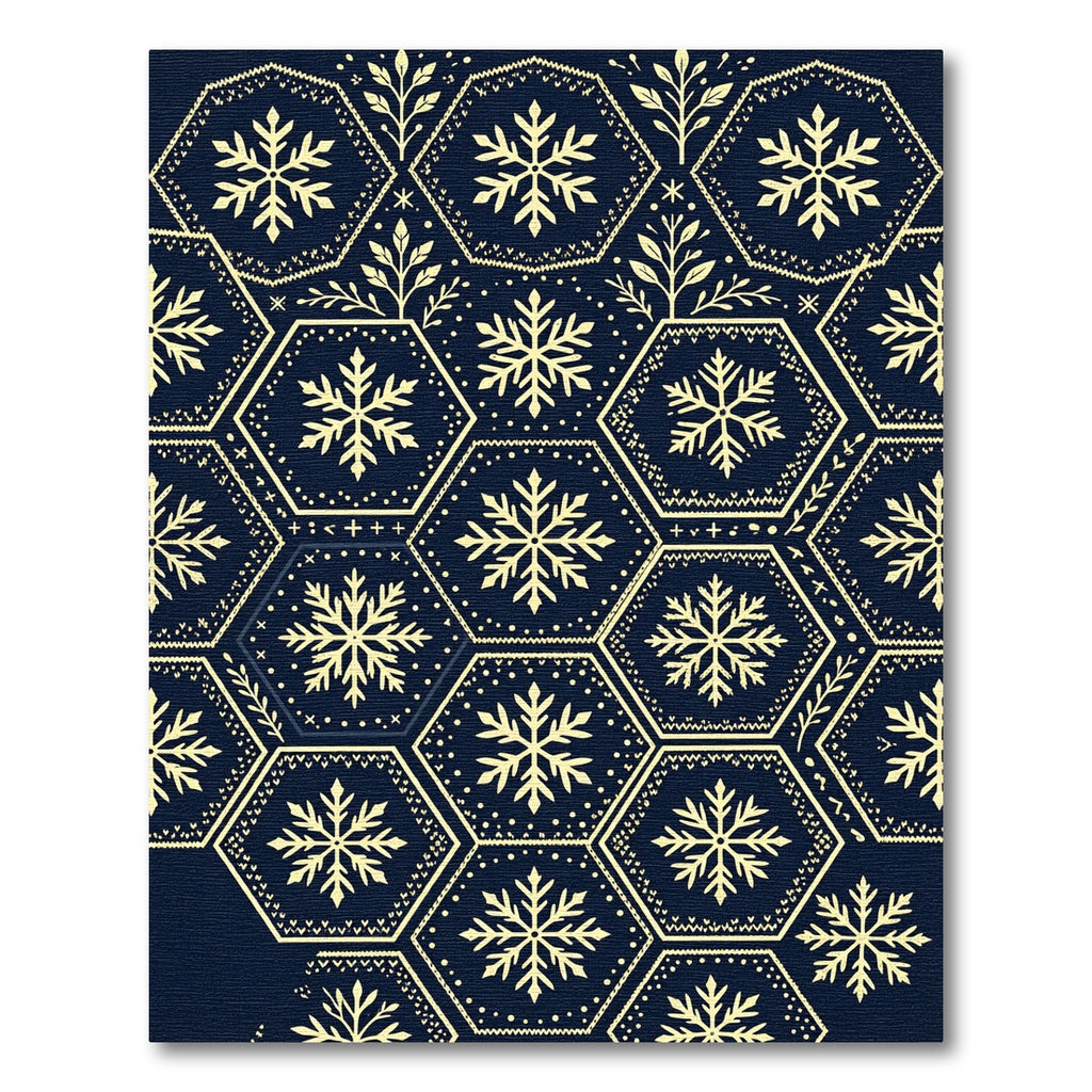 Navy Blue Geometric Snowflake Hexagon Rug