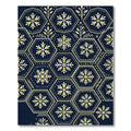 Navy Blue Geometric Snowflake Hexagon Rug