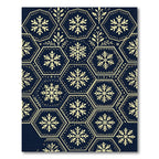 Navy Blue Geometric Snowflake Hexagon Rug