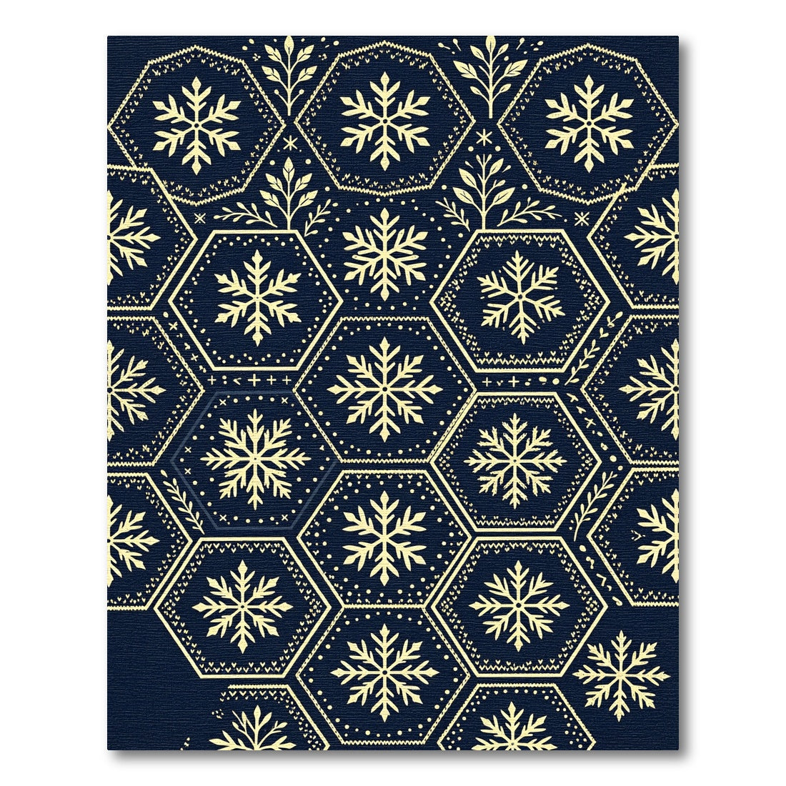 Navy Blue Geometric Snowflake Hexagon Rug