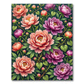 Lush Coral Peony Floral Arrangement Rug