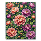 Lush Coral Peony Floral Arrangement Rug