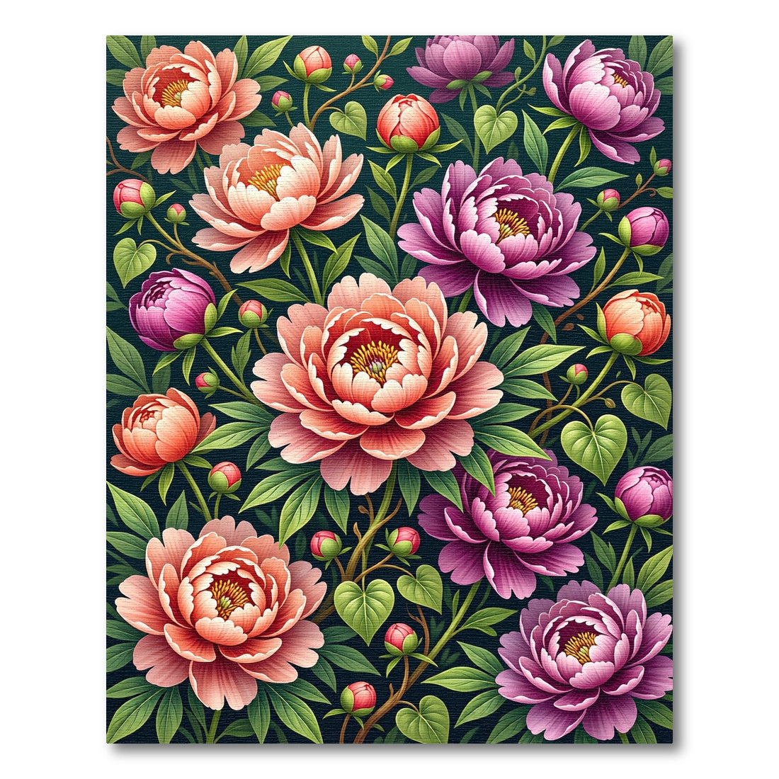 Lush Coral Peony Floral Arrangement Rug