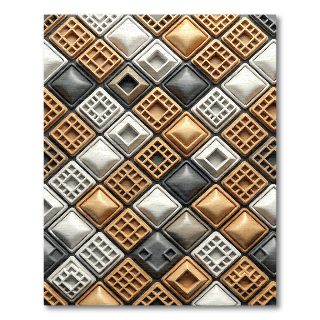 Modern Geometric Waffle Textured Neutral Rug