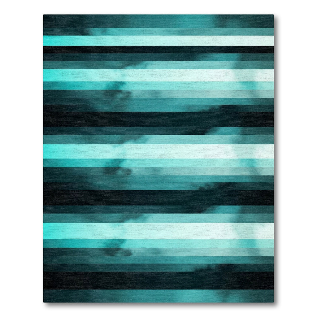 Teal Aqua Horizontal Stripe Gradient Rug