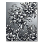 Monochromatic Floral Swirl Botanical Art Rug