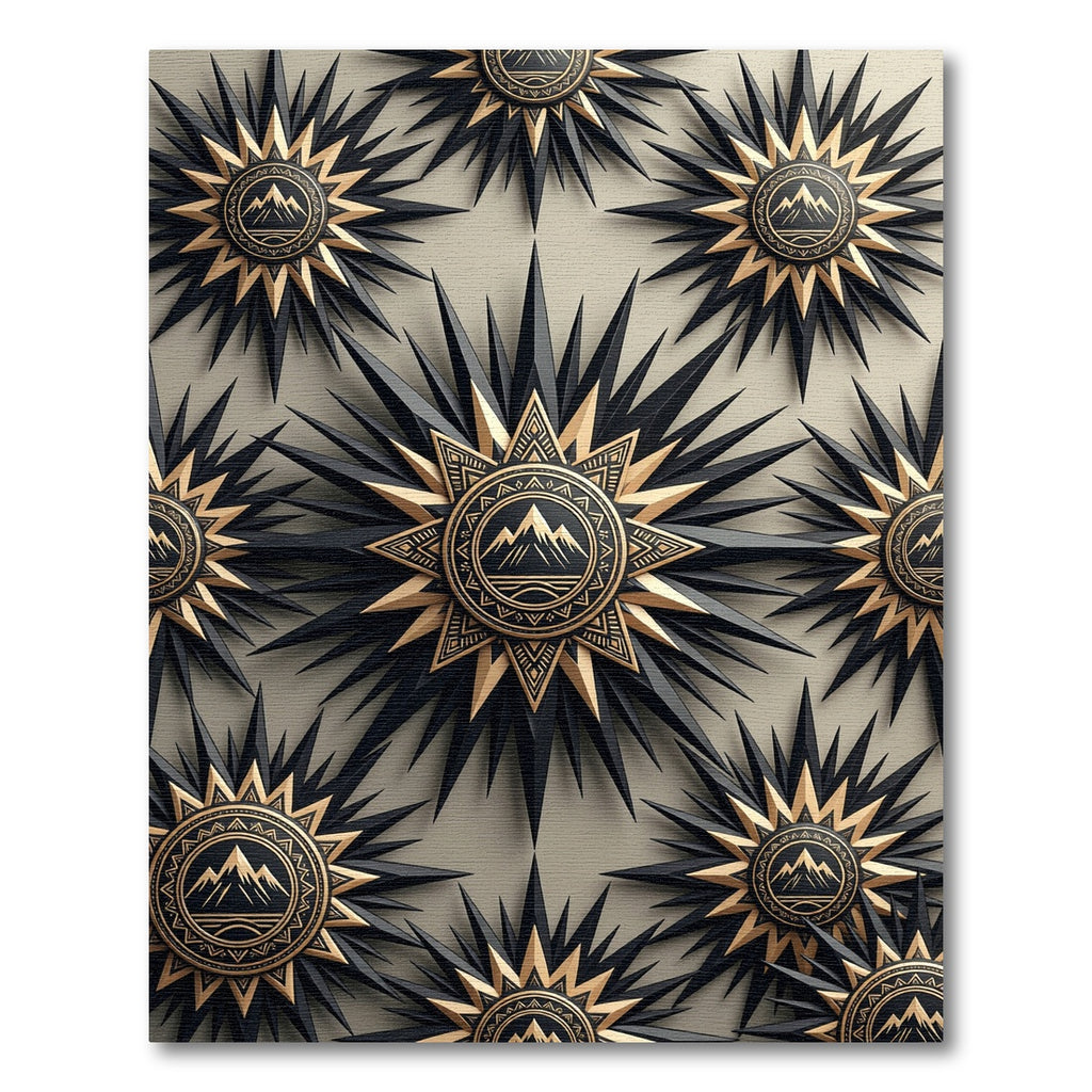 Celestial Gold and Black Starry Mountain Rug