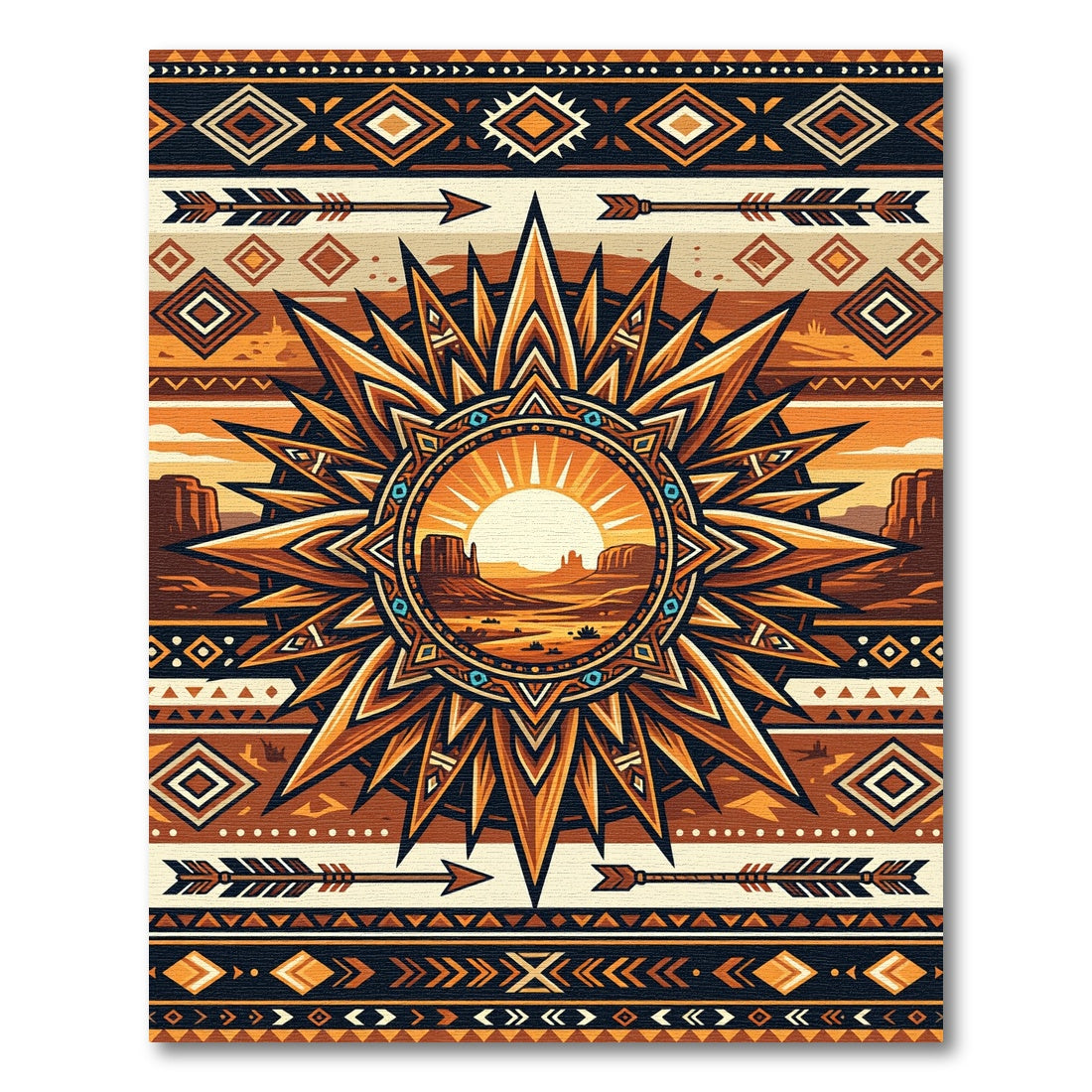 Southwestern Sunburst Mesa Earth Tone Rug