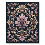 Ornate Pink and Gold Acanthus Swirl Rug