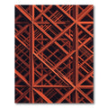 Geometric Orange Industrial Steel Grid Rug