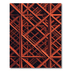 Geometric Orange Industrial Steel Grid Rug
