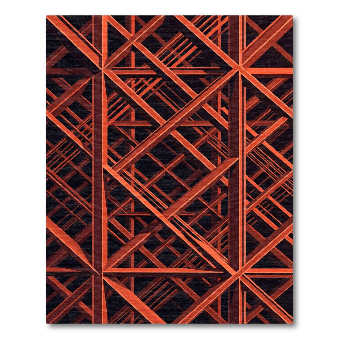 Geometric Orange Industrial Steel Grid Rug