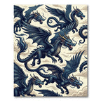Cerulean Floating Dragon Mythical Creature Rug