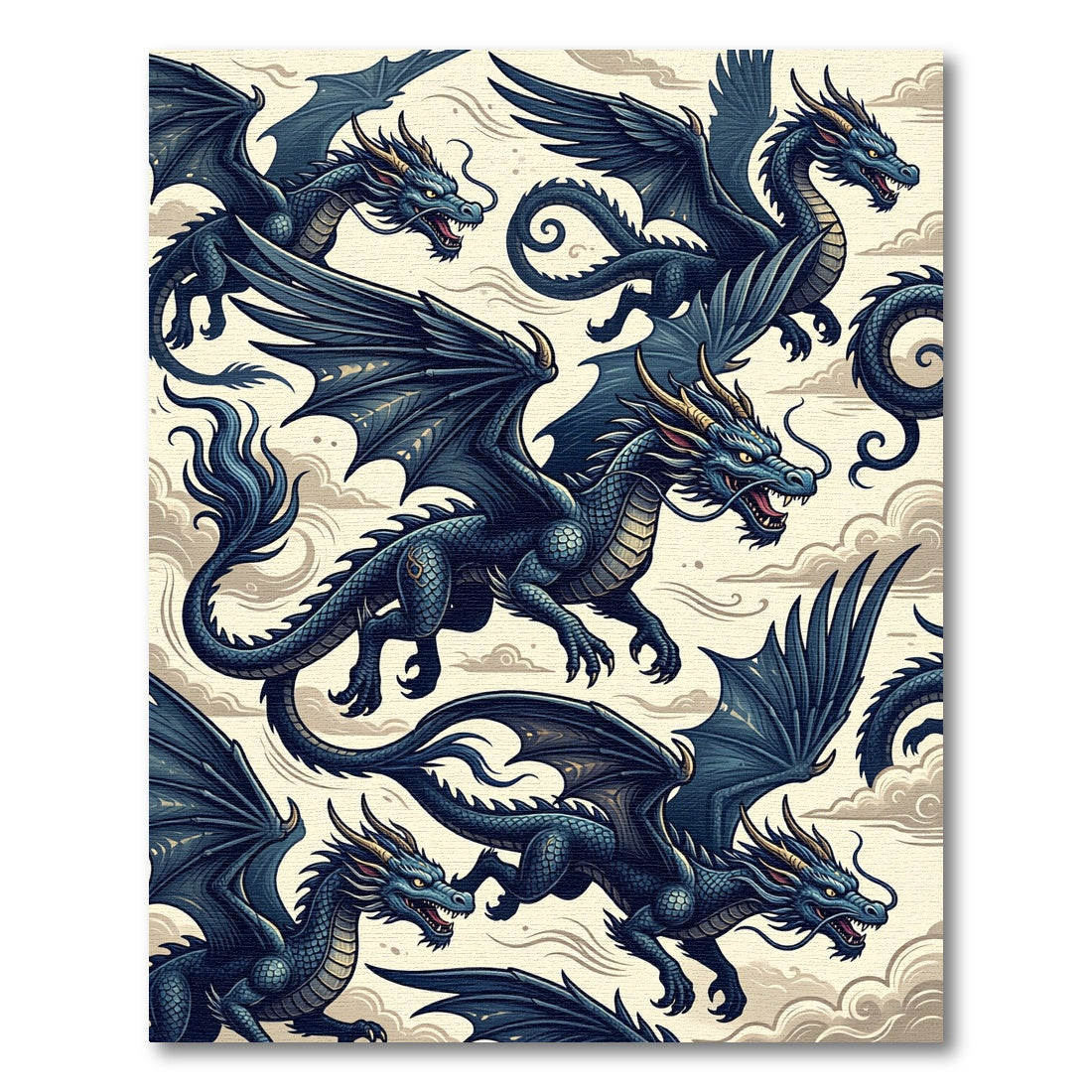 Cerulean Floating Dragon Mythical Creature Rug