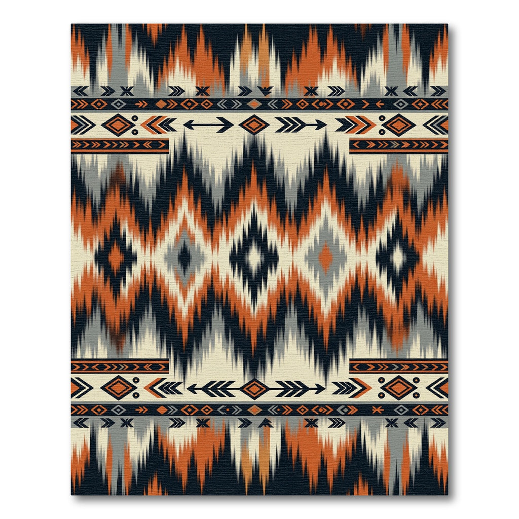Navajo Orange Black Cream Geometric Rug