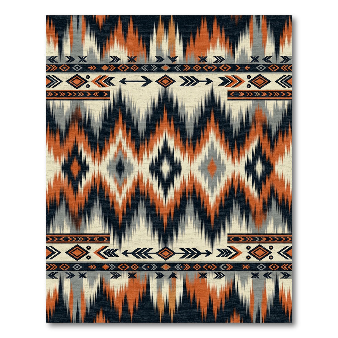 Navajo Orange Black Cream Geometric Rug