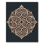 Rose Gold Scrollwork Medallion Accents Rug