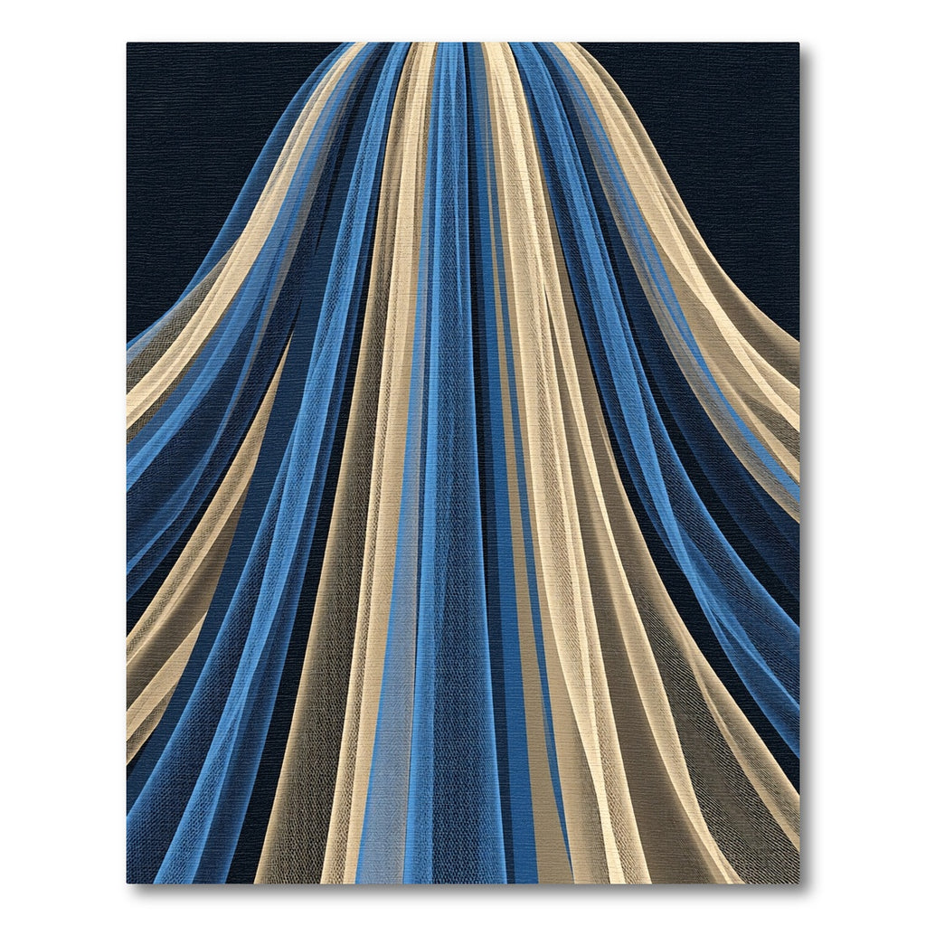 Blue and Cream Abstract Linear Flow Rug