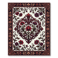 Elegant Crimson Floral Heart Scroll Accent Rug