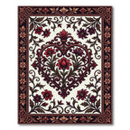 Elegant Crimson Floral Heart Scroll Accent Rug