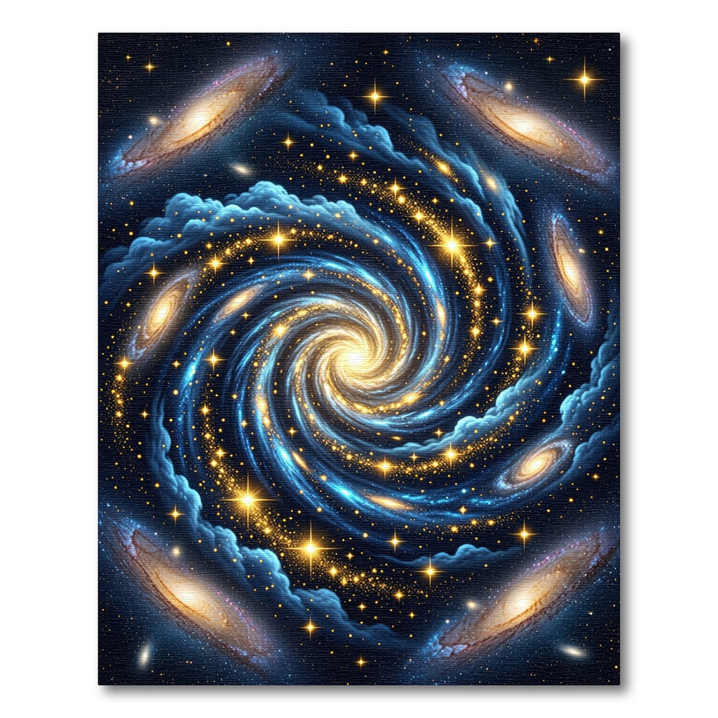 Cosmic Golden Swirl Spiral Galaxy Rug
