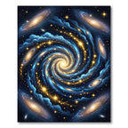 Cosmic Golden Swirl Spiral Galaxy Rug