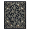 Intricate Black Silver Paisley Damask Rug