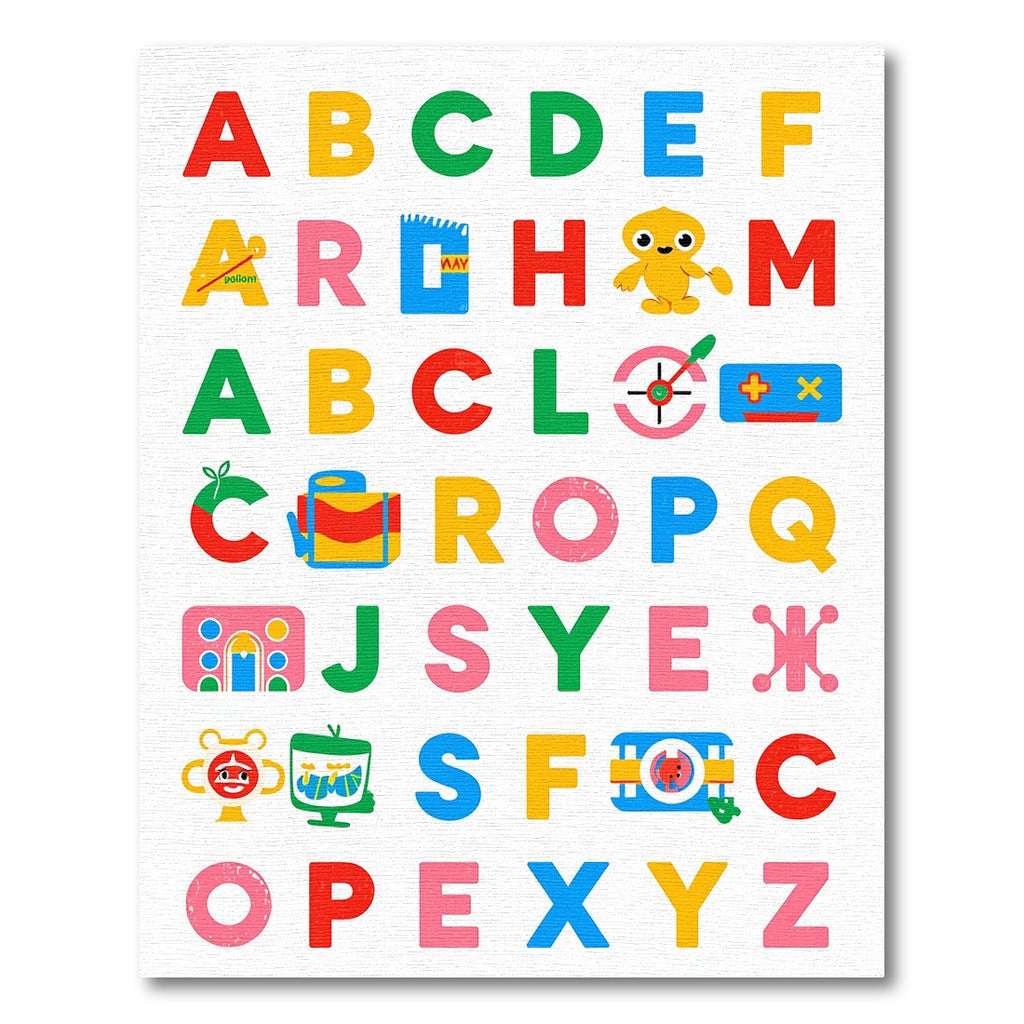 Playful Alphabet Characters Colorful Rug