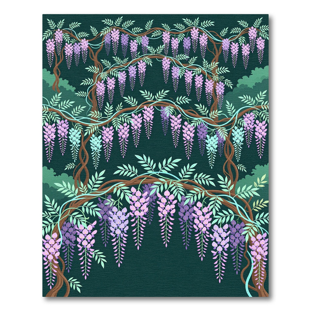 Elegant Purple Wisteria Cascading Floral Rug