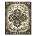Elegant Cream and Charcoal Botanical Medallion Rug