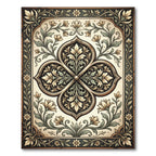 Elegant Cream and Charcoal Botanical Medallion Rug