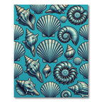 Coastal Teal Seashell Nautical Illustration Rug