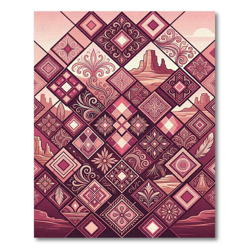 Geometric Southwest Desert Sunset Quilt Rug