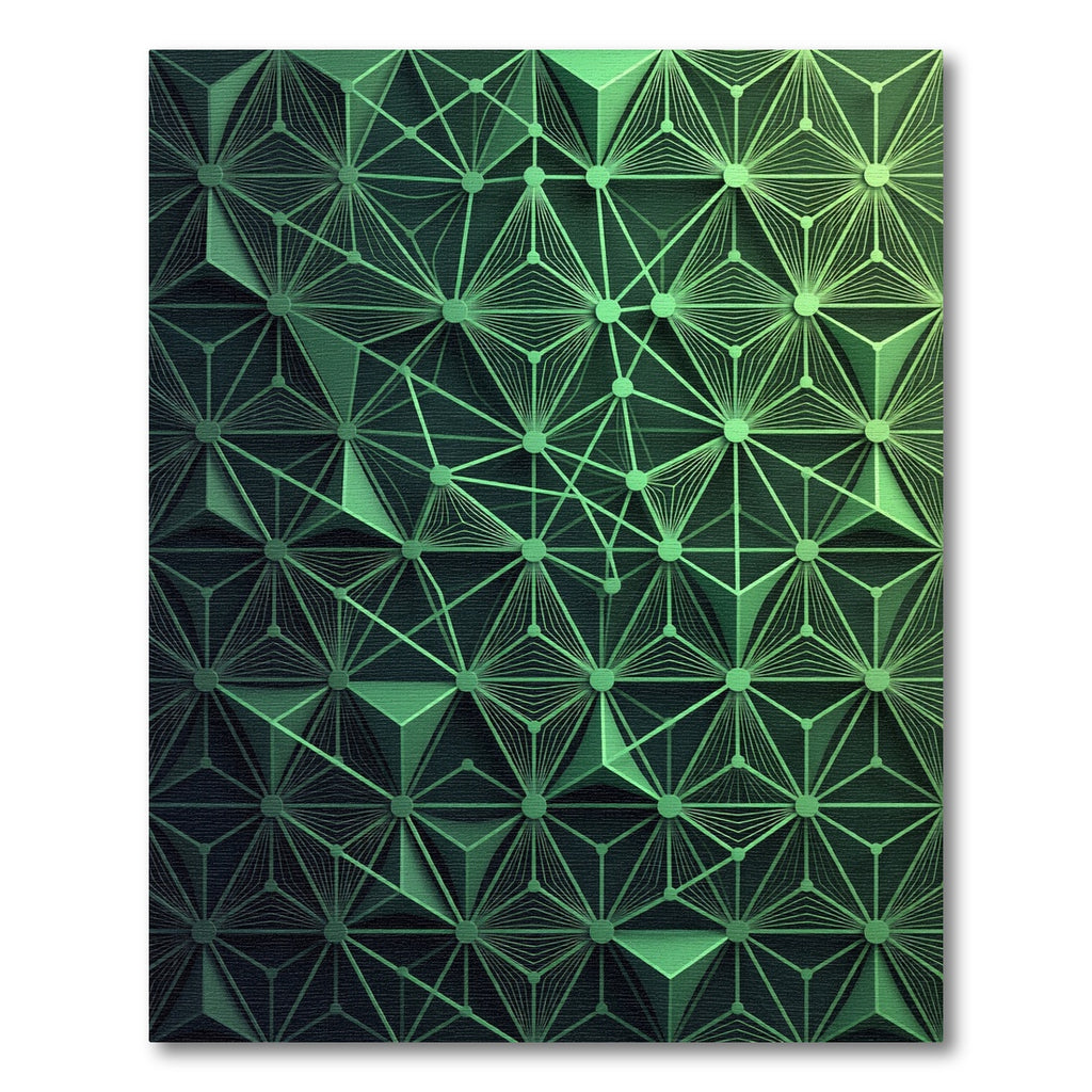 Emerald Geometric Neural Network Rug