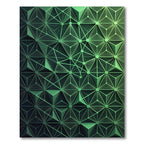 Emerald Geometric Neural Network Rug