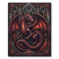 Gothic Crimson Dragon Fantasy Art Rug