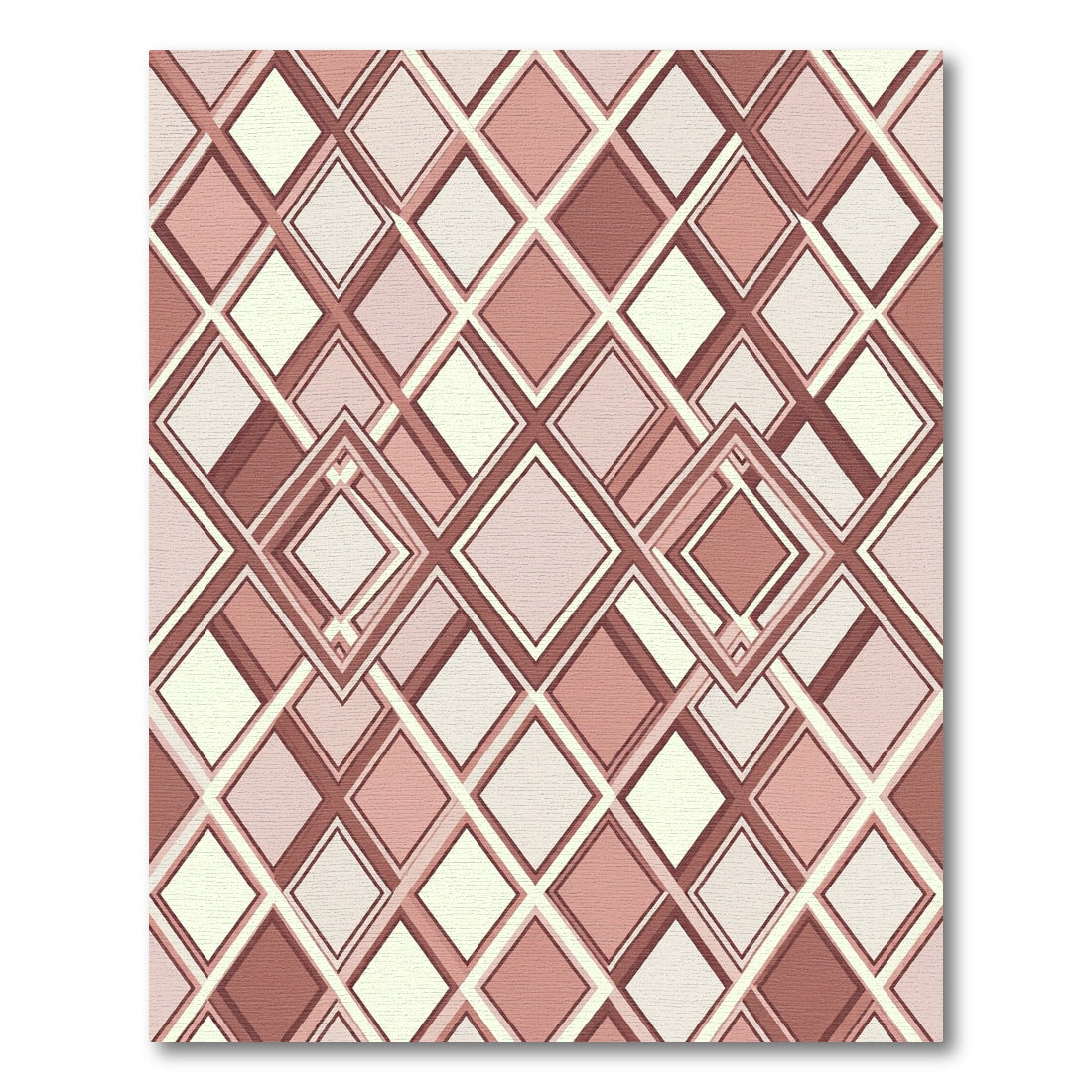 Rose Gold Geometric Layered Diamonds Rug