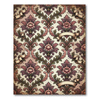 Rich Plum Floral Damask Vintage Ribbon Rug
