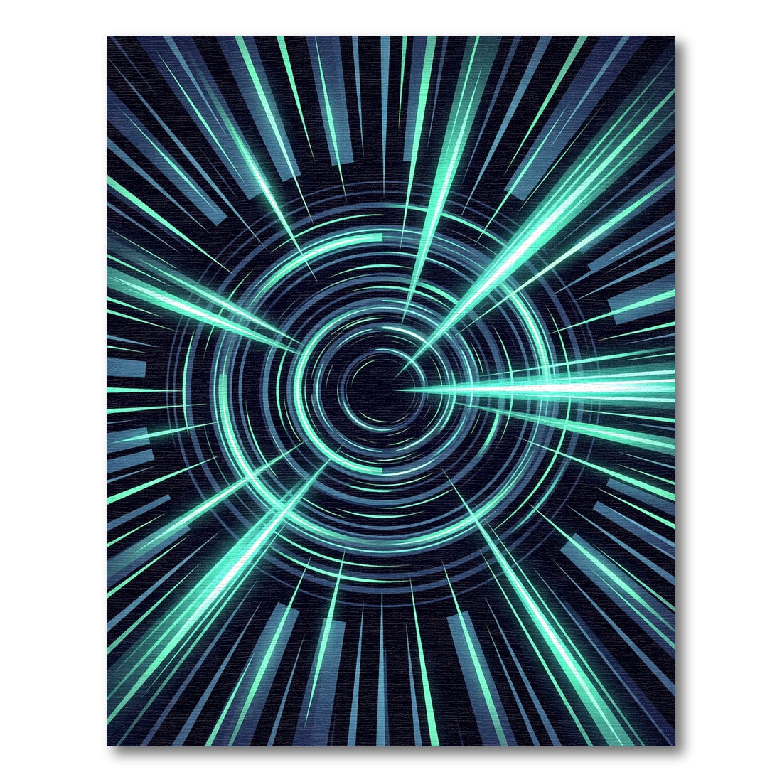 Luminous Cyan Cosmic Vortex Radiating Rug