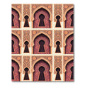 Ornate Burgundy Archway Floral Tapestry Rug