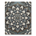 Elegant Slate Blue Floral Mandala Rug