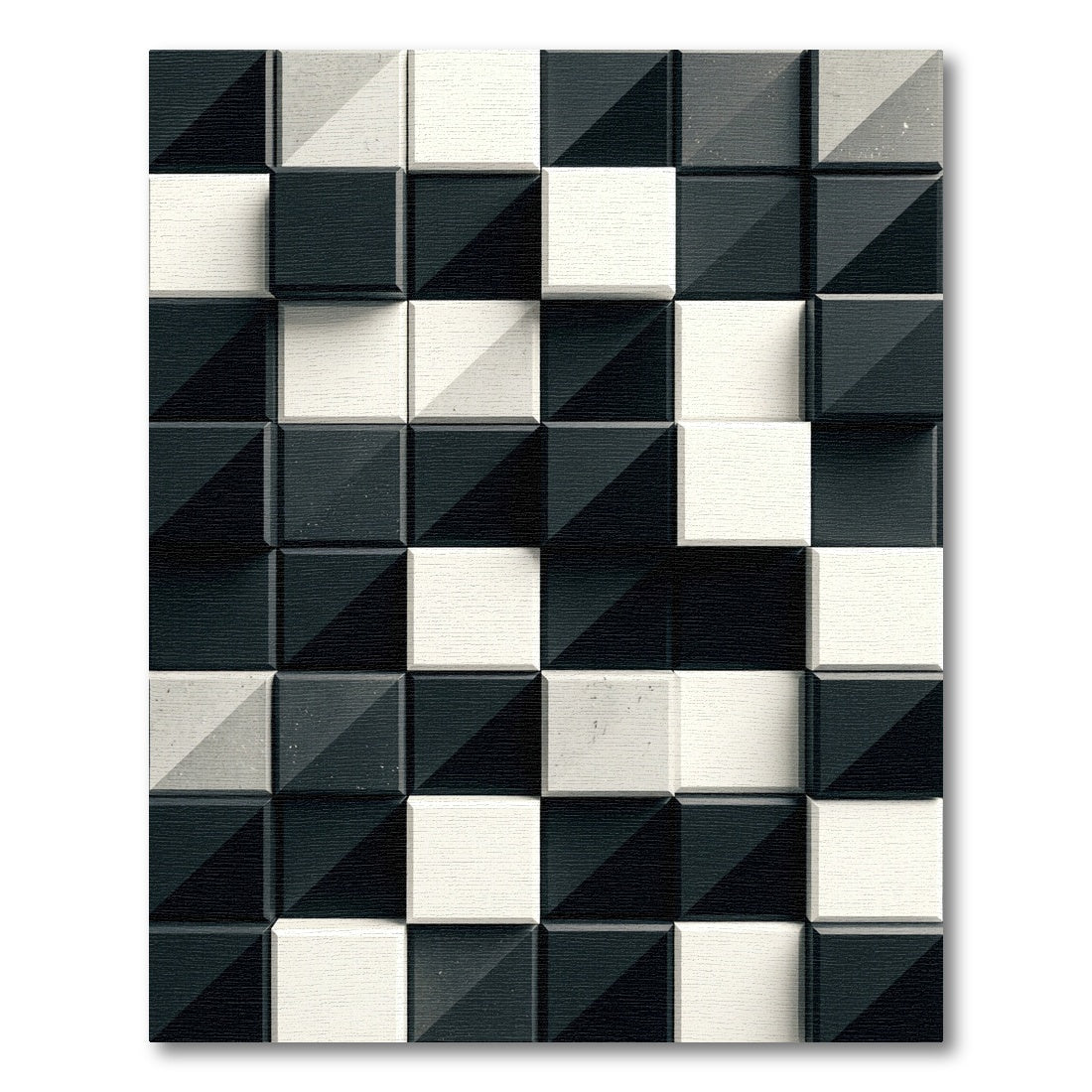 Monochrome Square Illusion Tile Rug