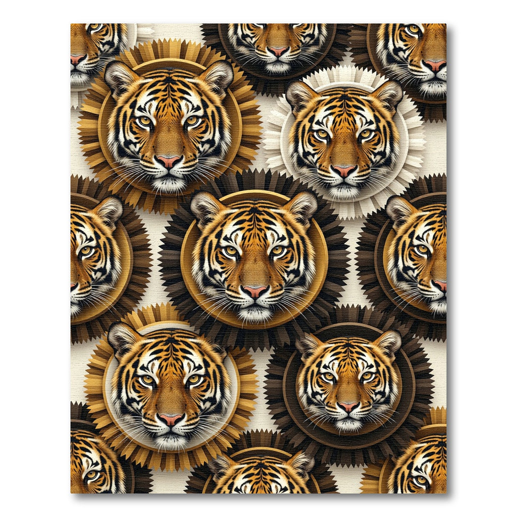 Regal Tiger Medallion Gold Geometric Area Rug
