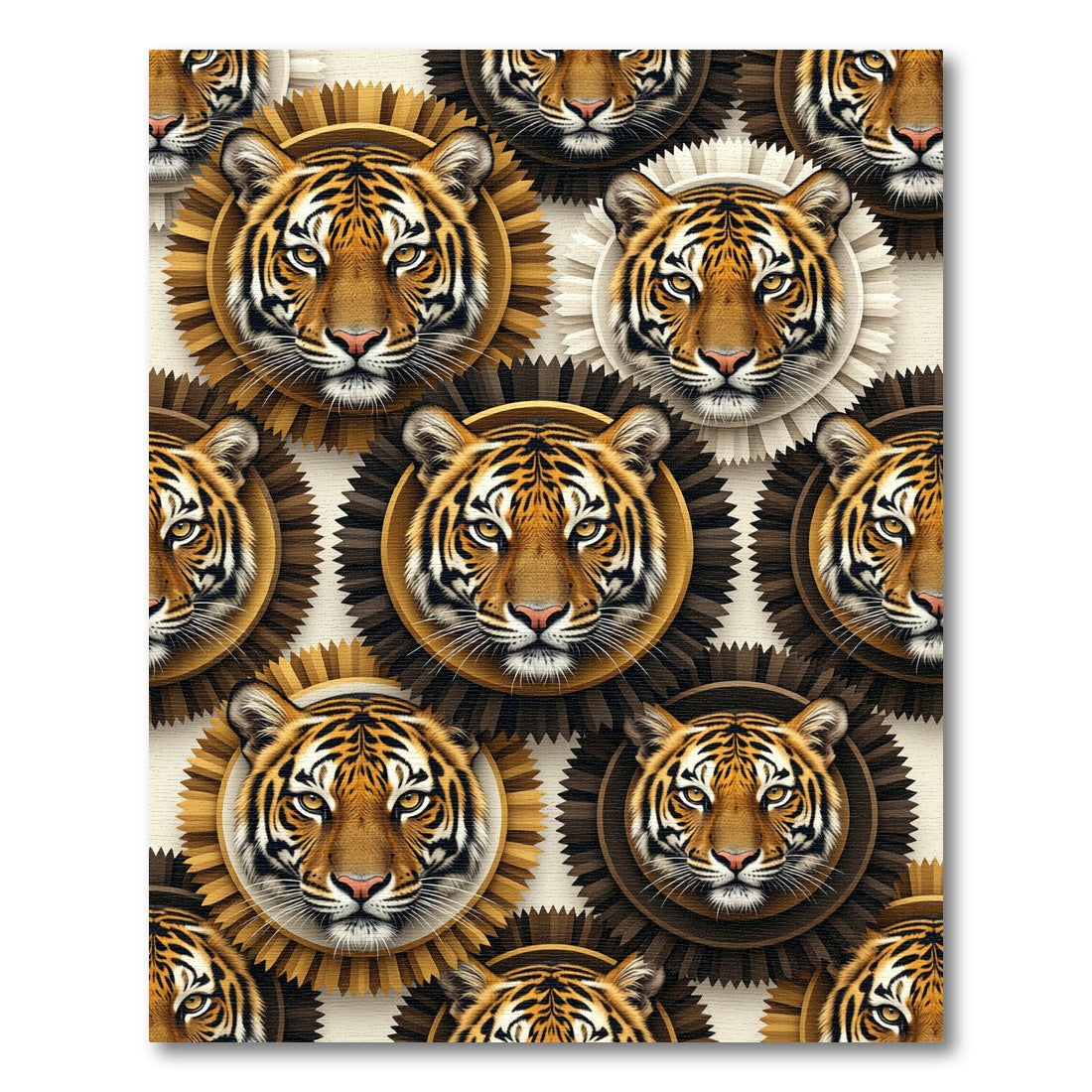 Regal Tiger Medallion Gold Geometric Area Rug
